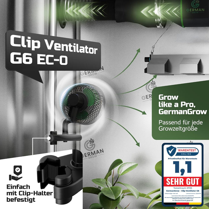 G6 Clip-Ventilator ECO Motor 10W, 10-Stufen, Oszillierend für Growbox und Pflanzenwachstum