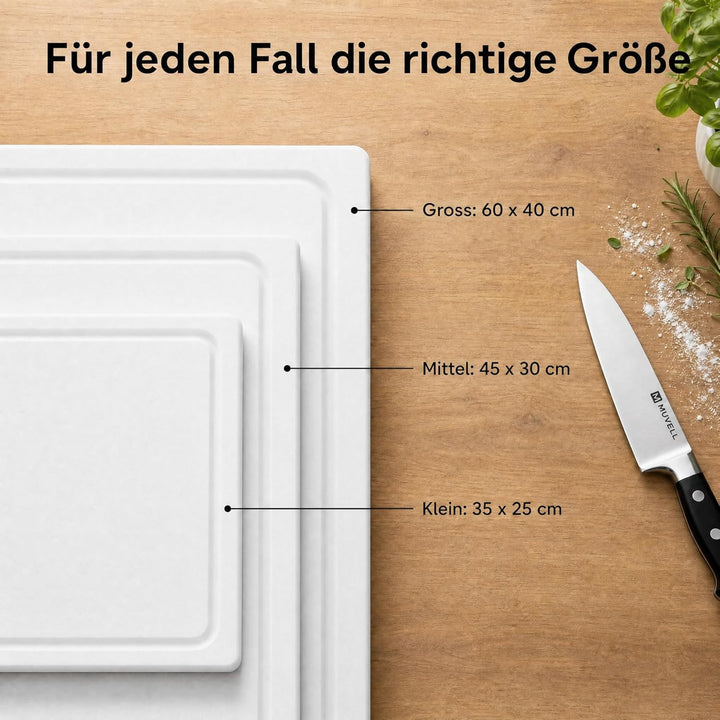 stabiles Schneidebrett Kunststoff | Weiss, 60x40x2 cm | Spülmaschinenfest, EXTRA dick, messerschonen