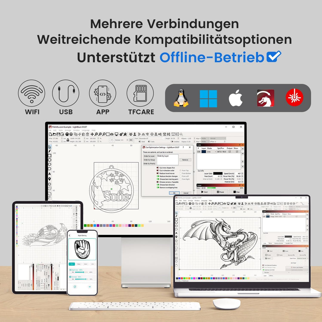 LONGER Ray5 Bundle 10W Lasergravierer – Präziser DIY CNC Laserschneider für Metall, Glas und Holz, A