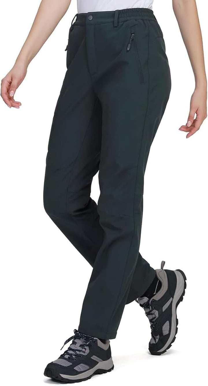 Ambayz Softshellhose Damen Wasserdicht Winddicht Fleece Gefüttert Outdoor Wandern Skihose Isolierend
