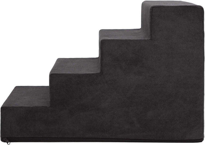 PillowPrim Tiertreppen Einganghilfe Kleinere Hunde Stufen Rampe Katzentreppe 4 Stufen Gross Schwarz