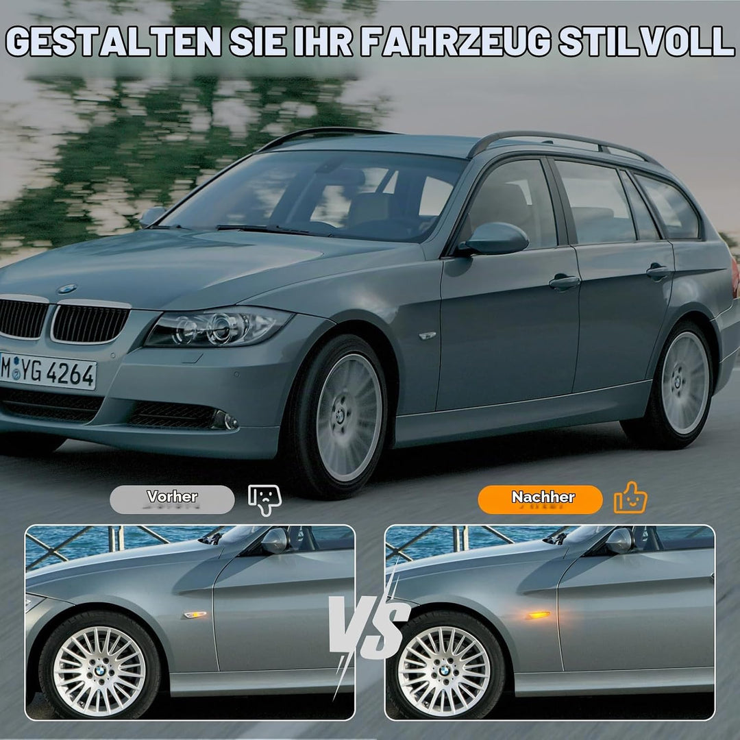 2 Stück LED Blinker für BMW E90 E91 E60 E61 E81 E82 E46 E36 E87 E88 E92 E93 X1 E84 X3 E83 X5 E53, Se