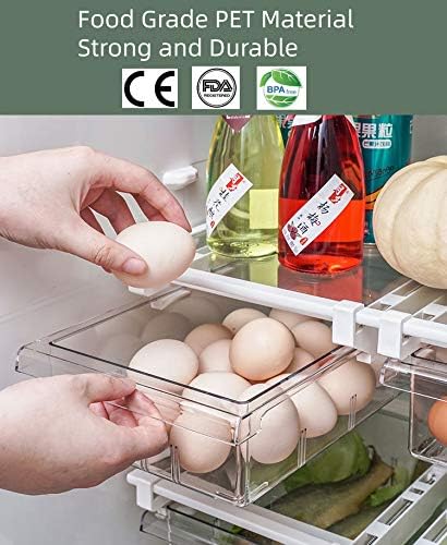 YekouMax Fridge Organizers - Includes 1 Drawers and 2 Dividers, Stackable Storage Box, Kitchen Organ