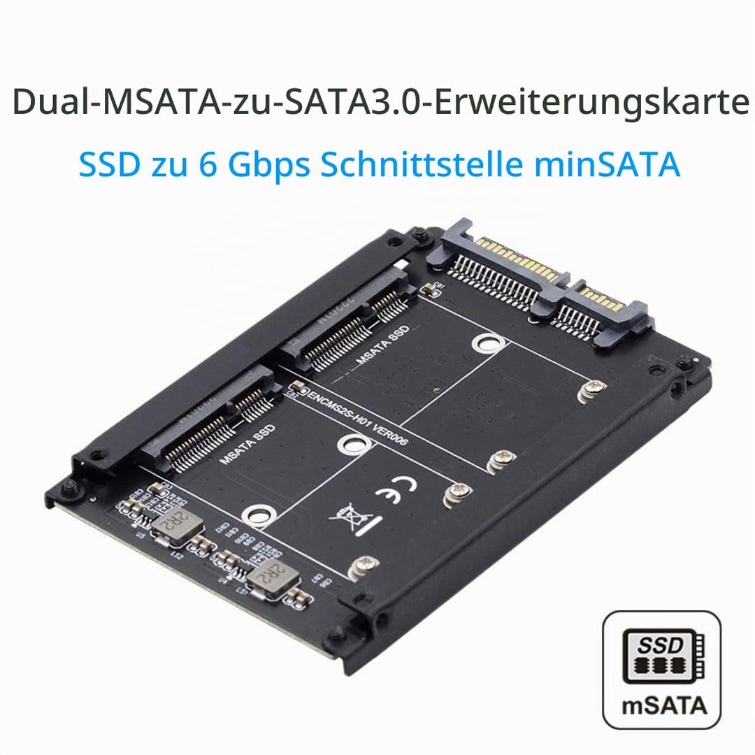 chenyang CY MSATA auf SATA Adapter,Dual MSATA Mini-SATA SSD Karte JOBD Raid0 Span Bridge auf 2,5inch