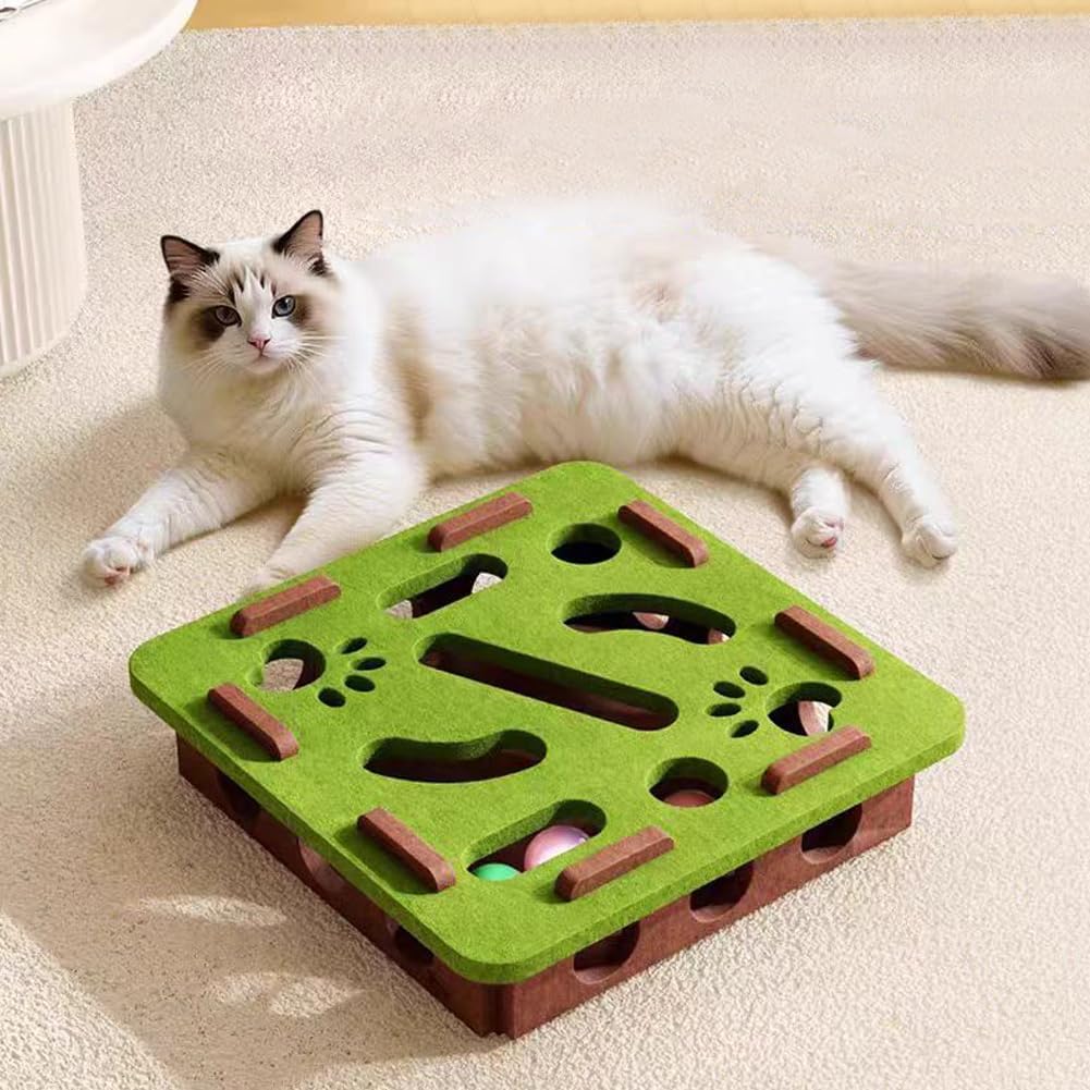Kaseremy Katze interaktive Puzzle Spielzeug, Filz Labyrinth Katzenspielzeug Selbstbeschäftigung Ball