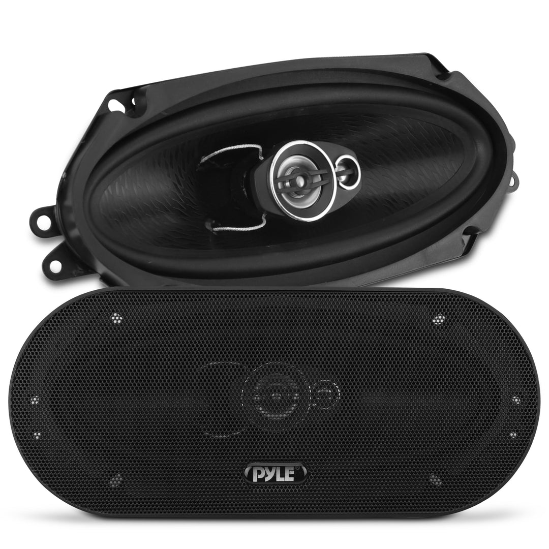 Pyle 3-Wege Universal Auto Lautsprecher - 300W 4"x10" Triaxial, Profi Audio, Tür-/Seitenkompatibel,