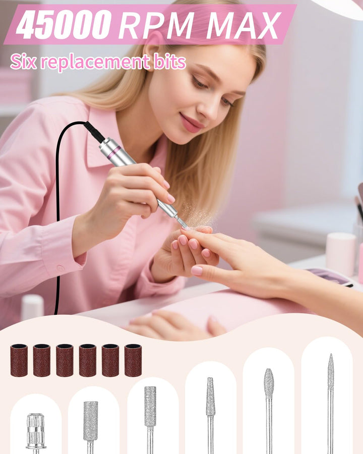 Elektrische Nagelfeile, Nagelfräser, für Gelnägel, Elektrische Nagelfeile, 45000 U/min, Fräser für G