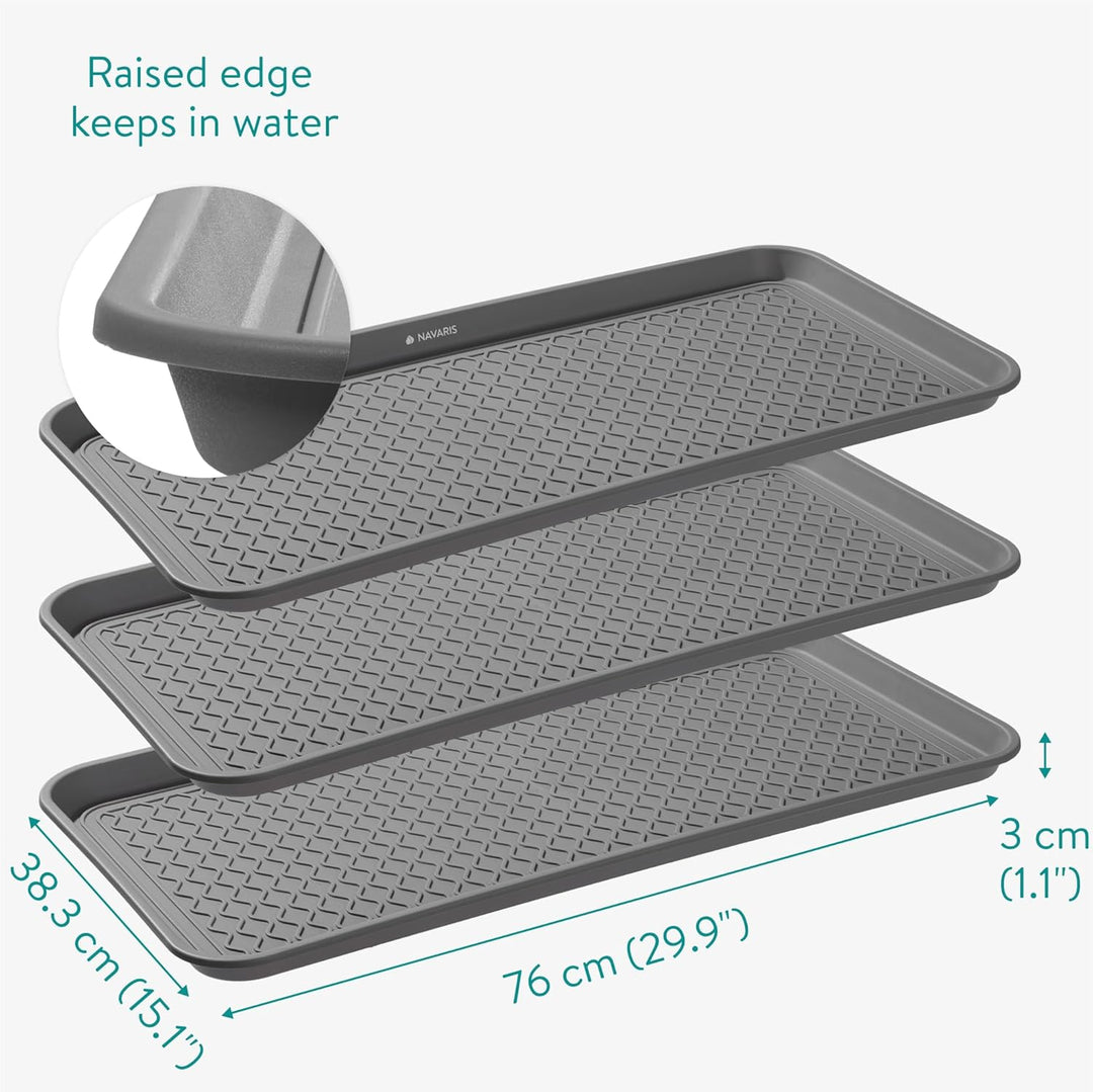 Navaris Schuhablage Schuhabtropfschale - 3X Schuhmatte Abtropfmatte - Schuh Abtropfschalen Grau für