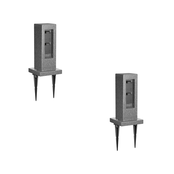 ledscom.de Garten Steckdosensäule POCK mit Erdspiess, Outdoor, IP44, 2-fach, anthrazit (Stein-Optik)