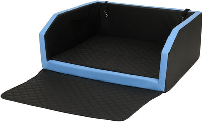 Autohundebett Reisebett Hundebett für Kofferraum Transportsystem 100x70cm (Farbe: schwarz, blau), sc