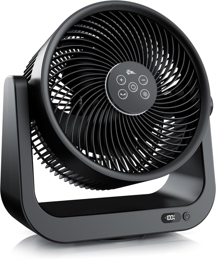 CSL - Akku Tischventilator mit Fernbedienung – sehr leise - Oszillation – 10 Geschwindigkeitsstufen