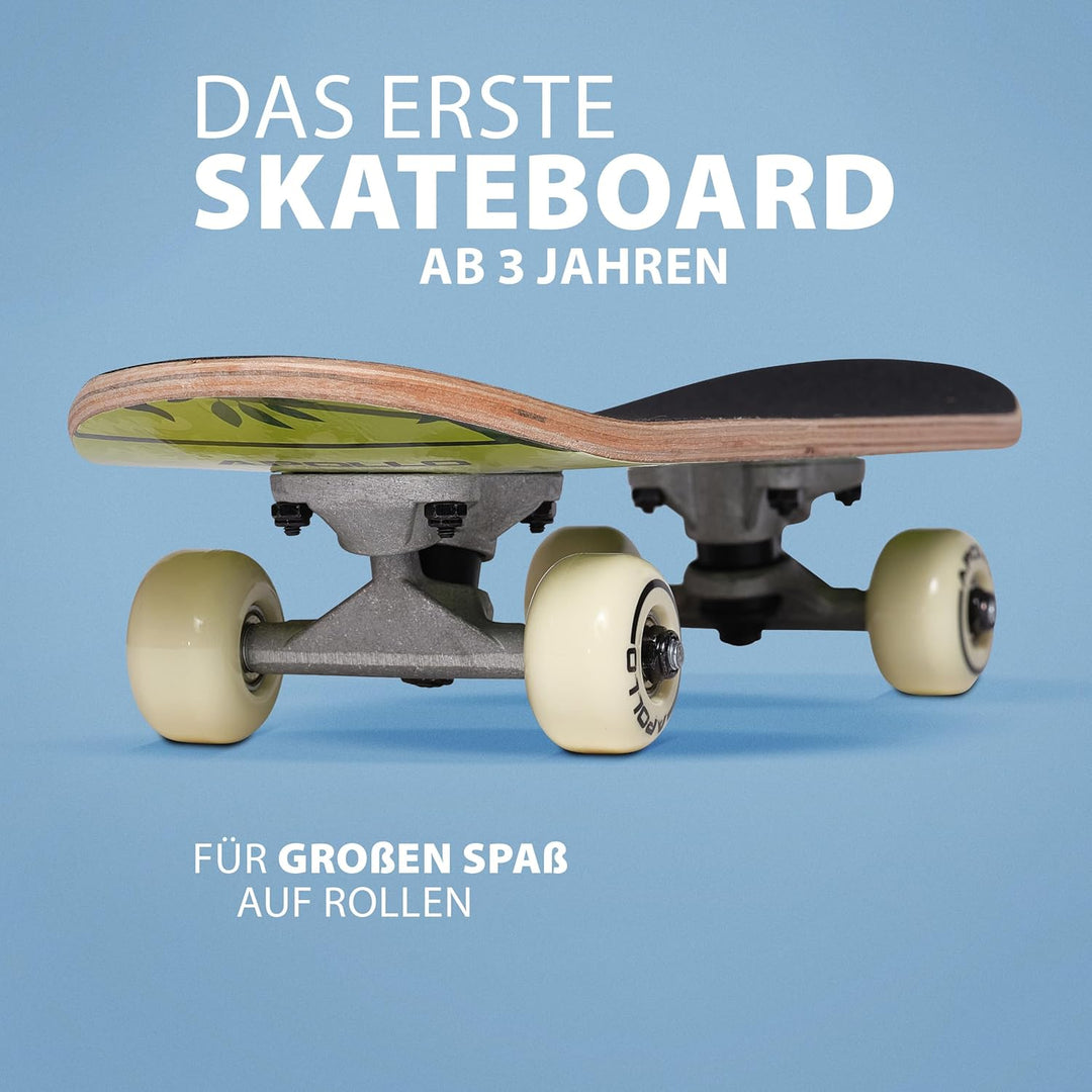 Apollo Kinder Skateboard, kleines Komplett Board mit ABEC 3 Kugellagern und Aluminium Achsen, Coole