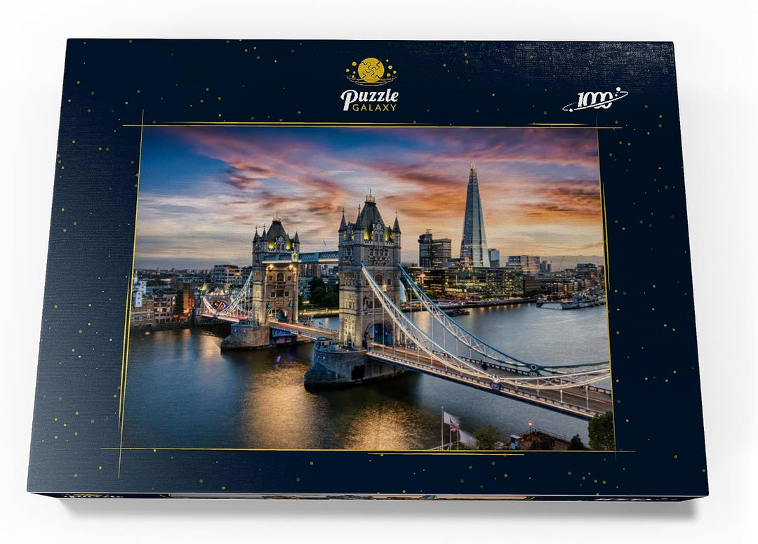 Tower Bridge und Skyline von London, Grossbritannien, kurz nach Sonnenuntergang - Premium 1000 Teile