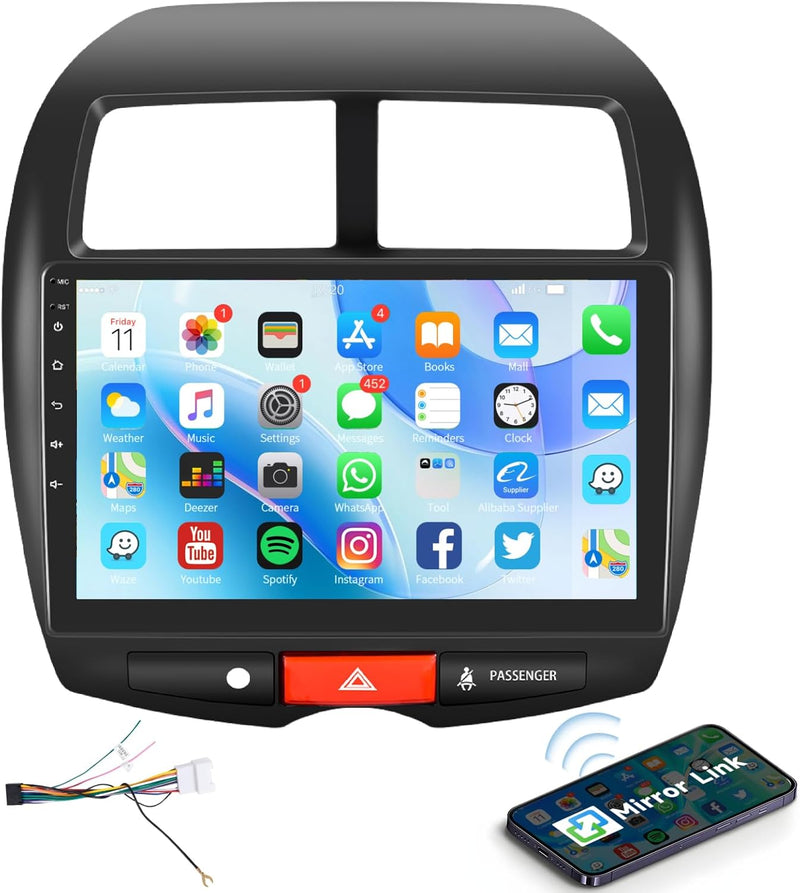 Podofo Android Autoradio für Peugeot 4008/Citroen C4/Mitsubishi ASX 1, 10" Touchscreen GPS Navi WiFi