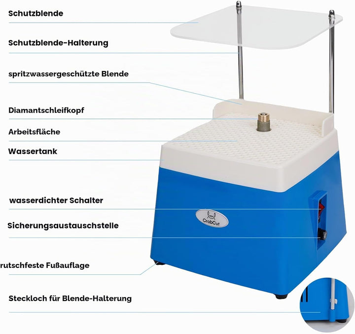 Mini-Buntglas-Schleifer, automatische Wasserfüllung, Anti-Staub, 220 V, 4200 U/min, bürstenlose Moto