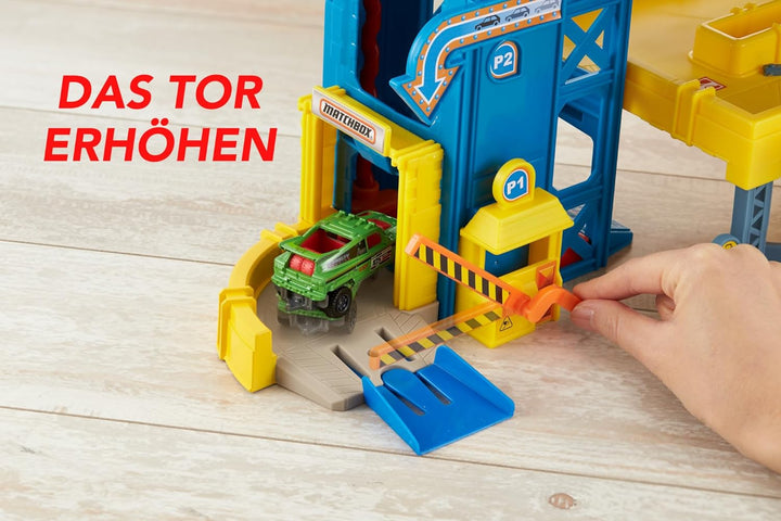 Matchbox Autorennbahn, 4-stöckig mit Rampe, Aufzug, Waschanlage und Abschleppwagen für Matchbox Auto