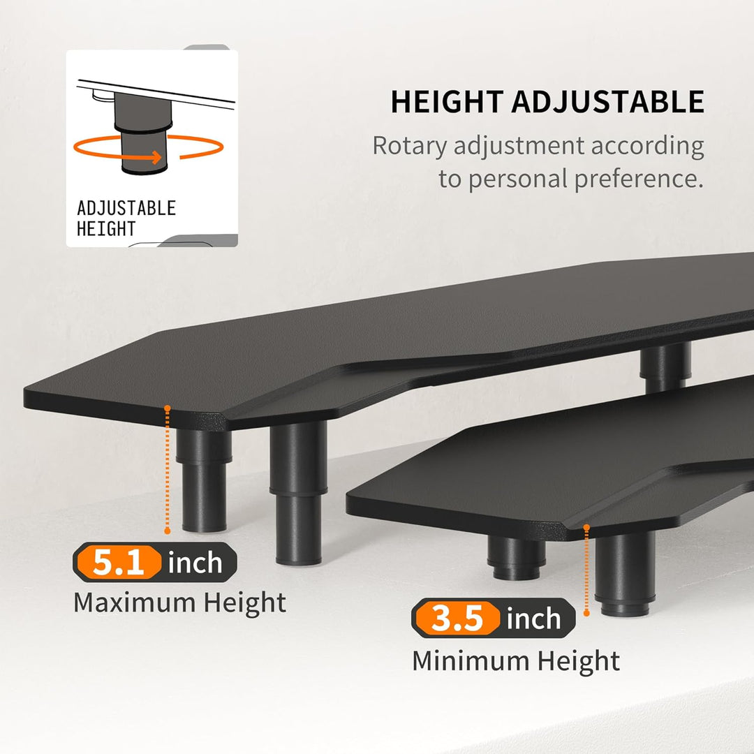 AFOOYO Doppel-Monitorständer, 90 cm, schwarz, Flugzeug-Flügelform, stabile Computer-Schreibtischerhö