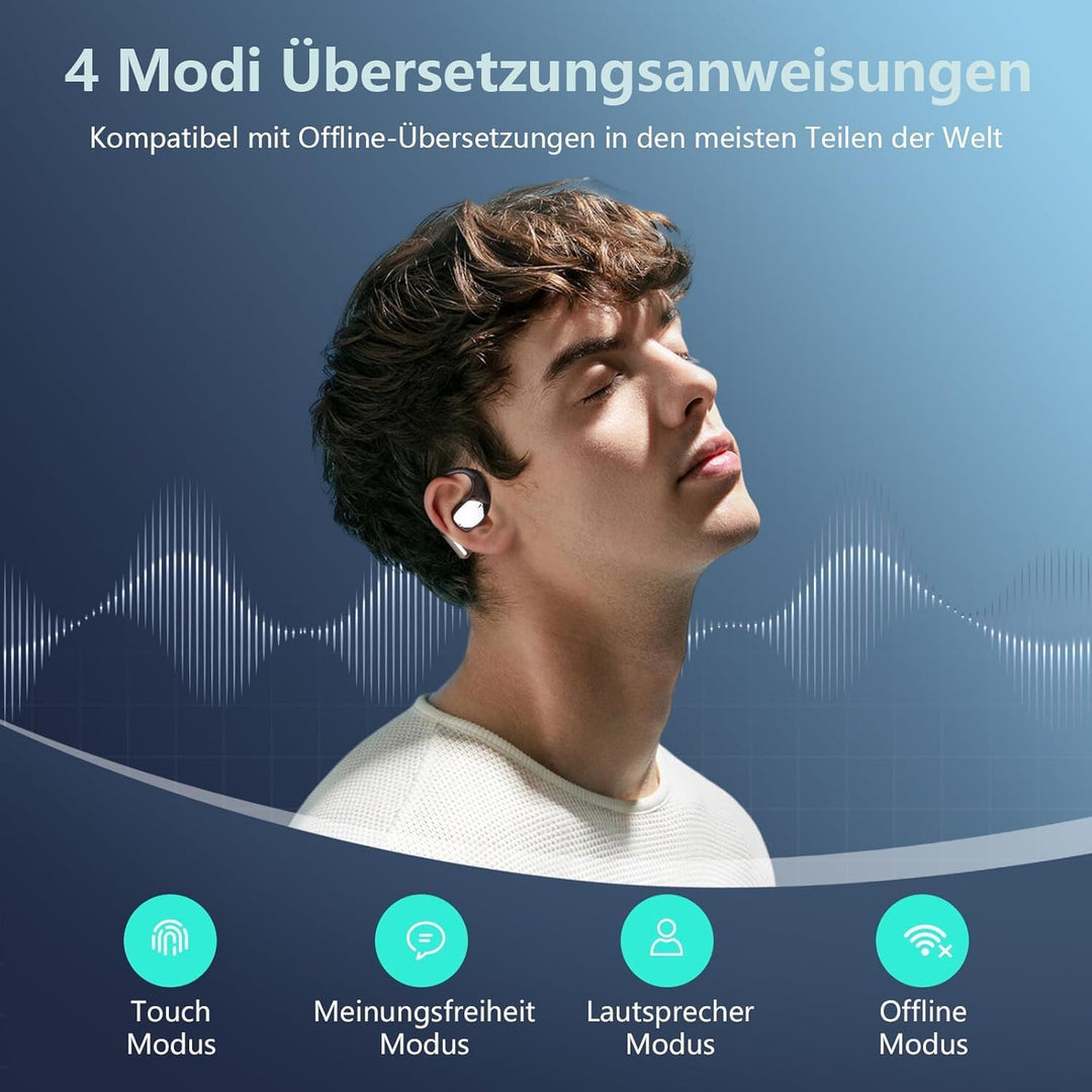 AI Kopfhörer Übersetzer 3-in-1, Bluetooth 5.4 Echtzeit Sprachübersetzer Kopfhörer 164 Sprachen & 7 M