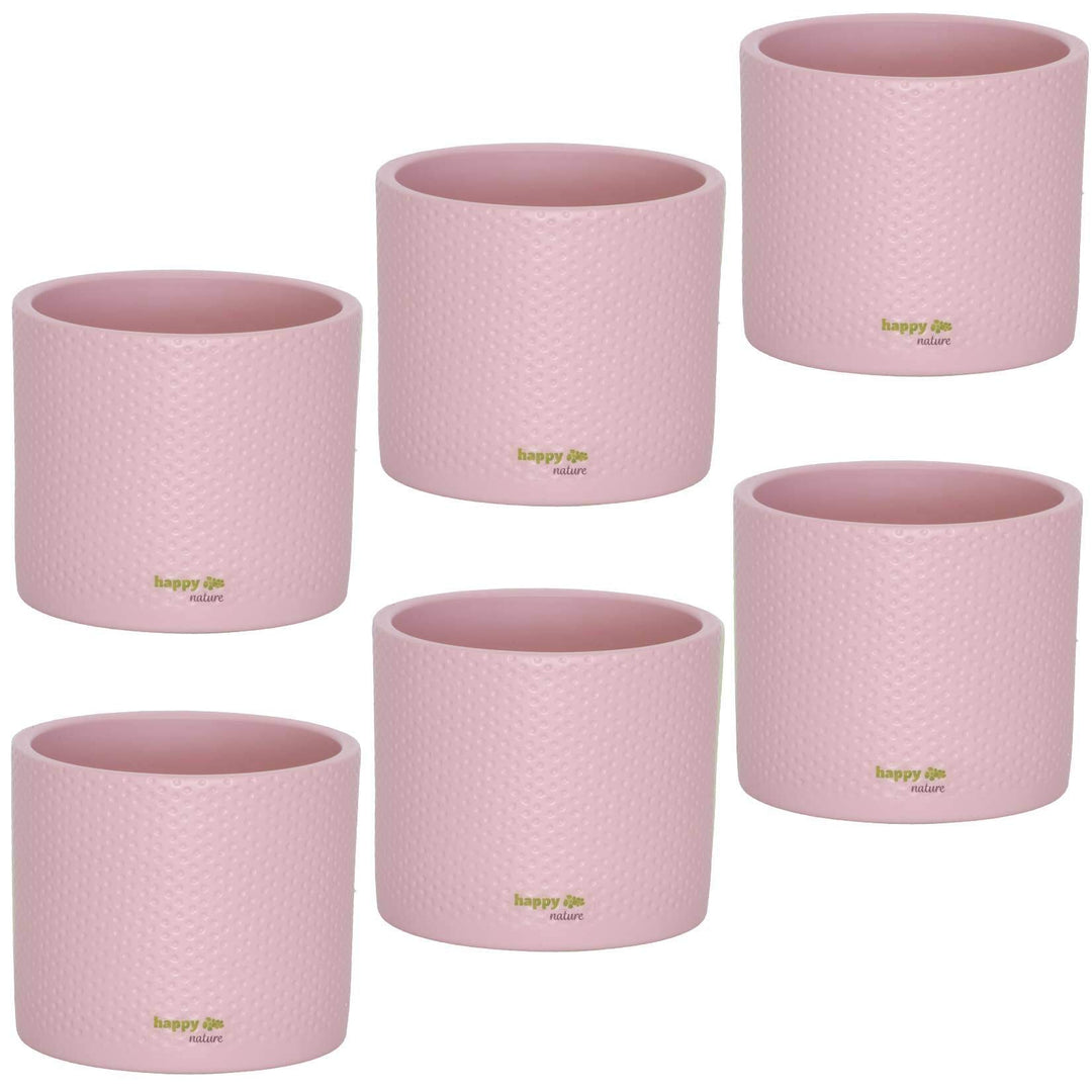 happy nature Set6 6 Keramik Blumentöpfe Toscana Silber rosa Ø 13.5 cm H 12.5 cm
