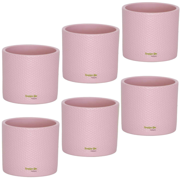 happy nature Set6 6 Keramik Blumentöpfe Toscana Silber rosa Ø 13.5 cm H 12.5 cm