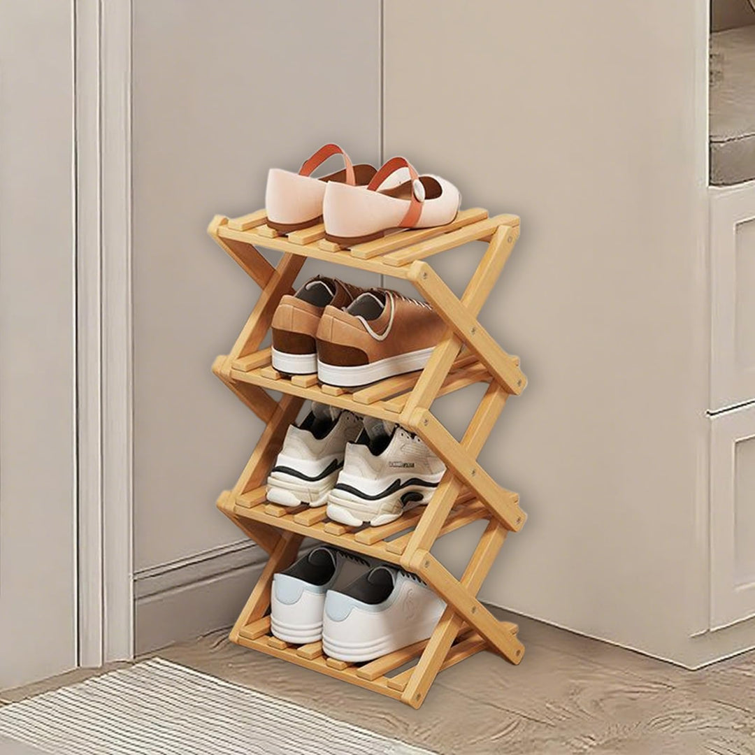 Kiss Me Faltbares Schuhregal, klein, vertikales Schuhregal aus Holz, kleines Schuhregal für engen Ra