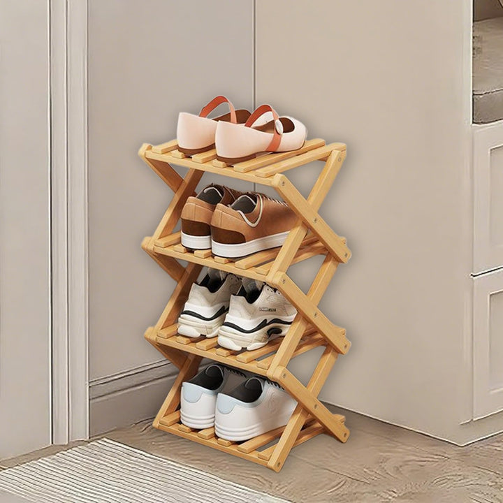 Kiss Me Faltbares Schuhregal, klein, vertikales Schuhregal aus Holz, kleines Schuhregal für engen Ra
