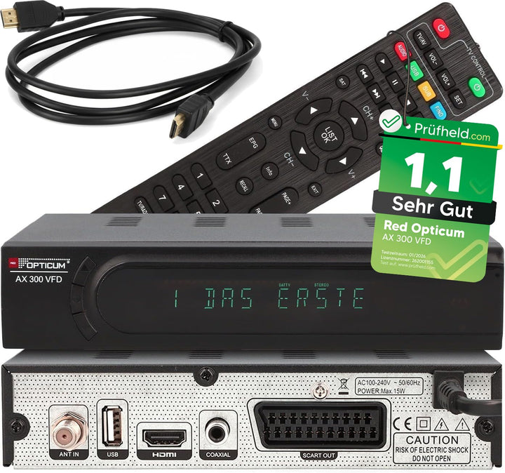 Megasat HD 390 HD SAT Receiver (HDTV, DVB-S2, HDMI, 1080p, SCART, USB Mediaplayer, Full HD, Astra vo