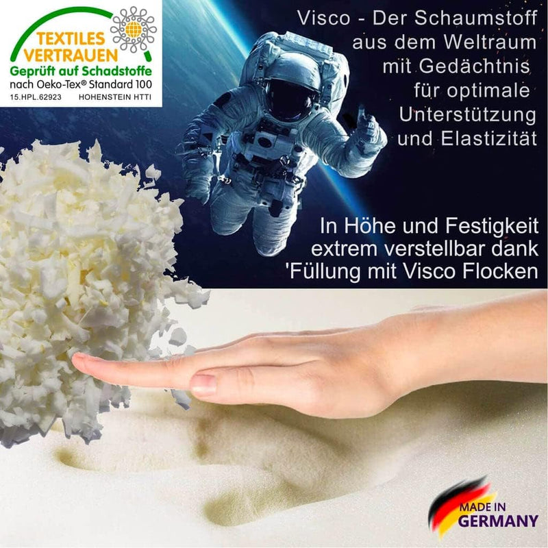 Traumreiter Seitenschläferkissen mit Bezug Baumwolle Altrosa,Extra breit & Memory Foam, Visco Dream