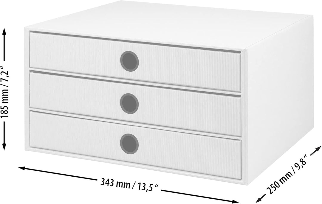 Rössler SOHO 3er Schubladenbox A4 aus Papier | Büro Organizer Schreibtisch| Schubladen Organizer Bür