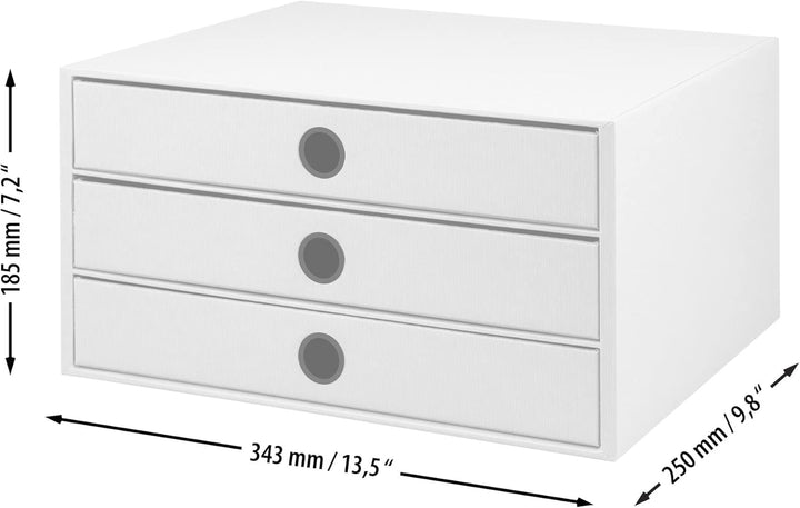 Rössler SOHO 3er Schubladenbox A4 aus Papier | Büro Organizer Schreibtisch| Schubladen Organizer Bür