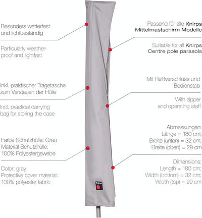 Knirps Schutzhülle Garten-/Balkonschirme – Wasserdicht und wetterfest – Komfortables Verschliessen –
