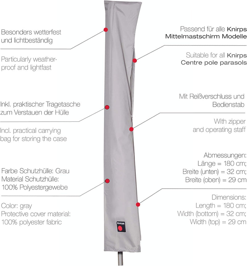 Knirps Schutzhülle Garten-/Balkonschirme – Wasserdicht und wetterfest – Komfortables Verschliessen –