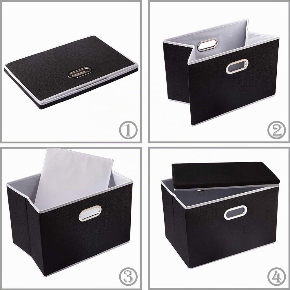 PRANDOM Grosse faltbare Aufbewahrungsboxen mit Deckel [3er-Pack] Stoff faltbare Aufbewahrungskörbe O