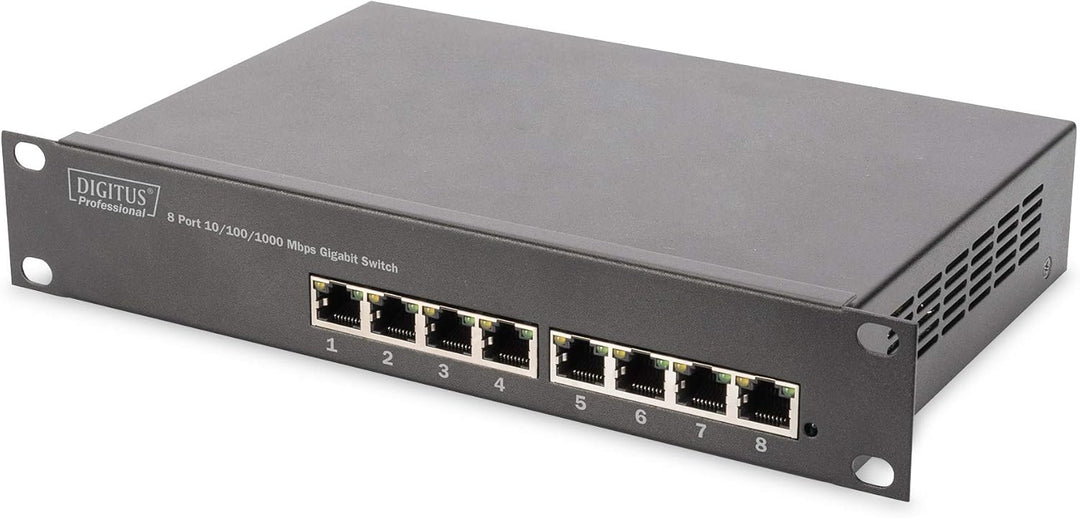 DIGITUS 10-Zoll Set - Netzwerk-Schrank 6HE Grau - Fachboden - Steckdosenleiste - 8-Port Patch-Panel