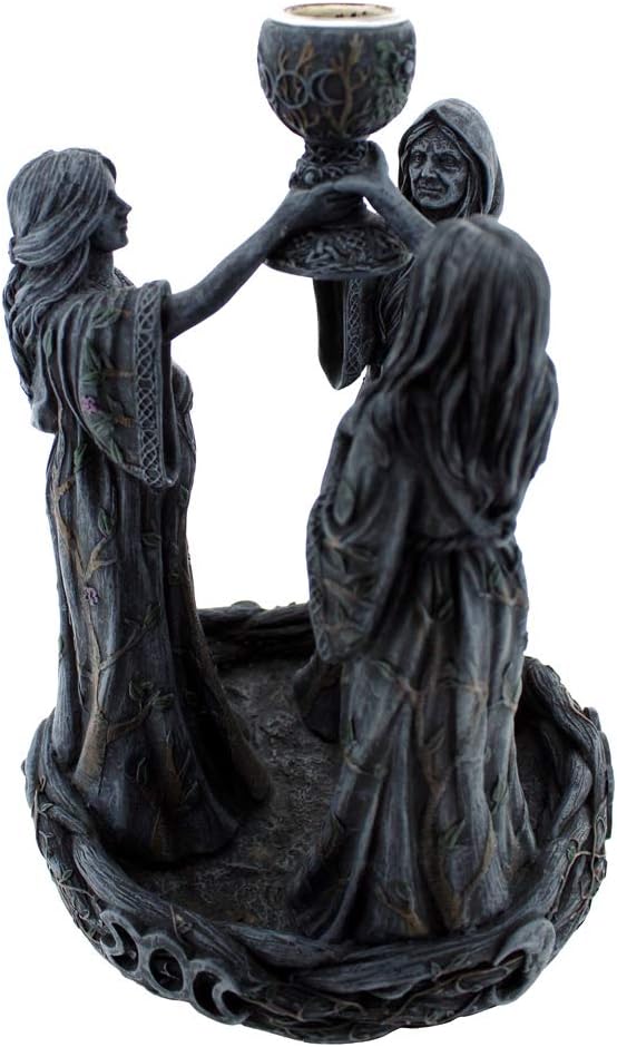Nemesis Now Mother Maiden & Crone Rückfluss-Räuchergefäss, 18 cm, Kunstharz, Schwarz