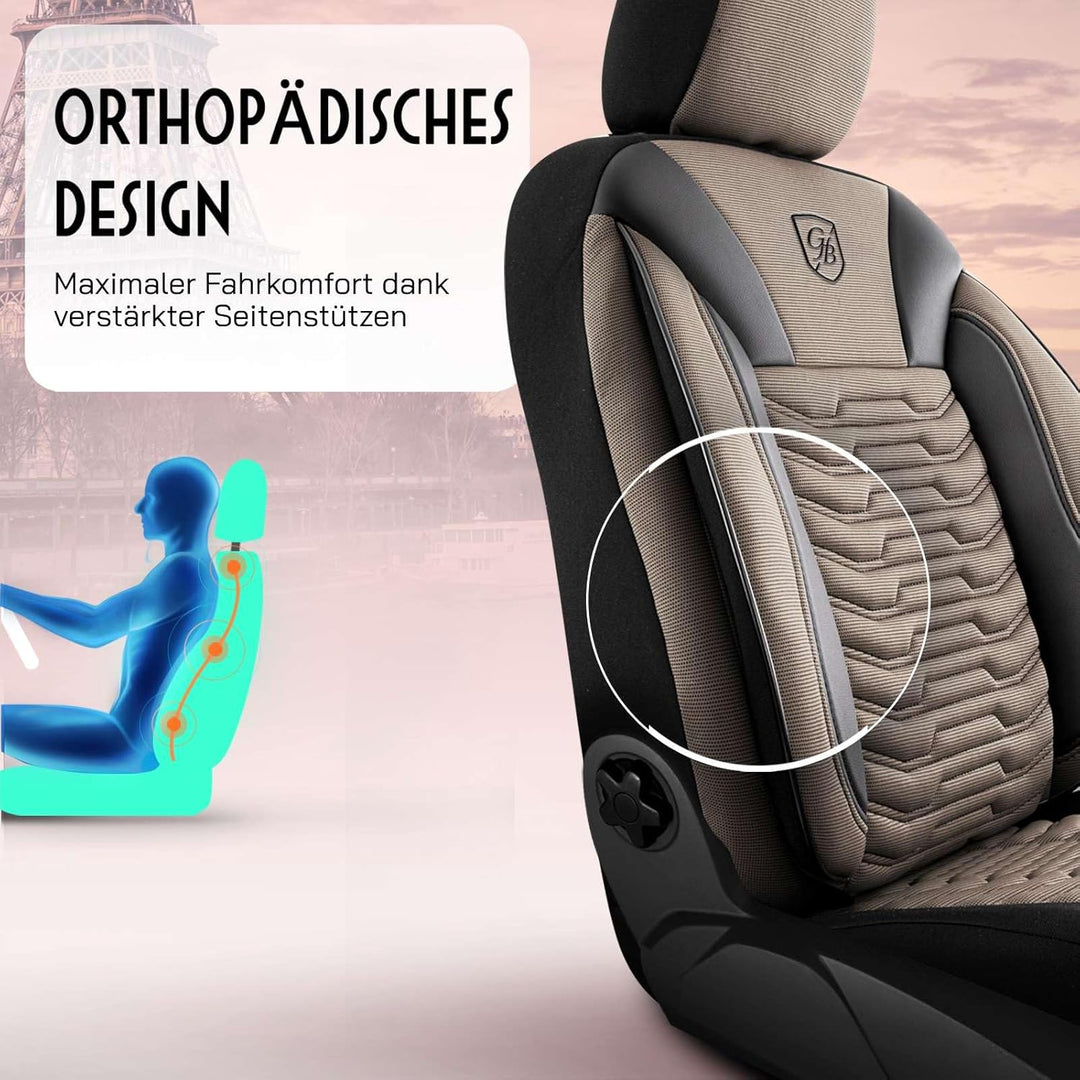 Autositzbezüge Universal für PKW & SUV – Premium Vordersitze Auto Sitzbezug aus Piqué-Stoff, Beige-S