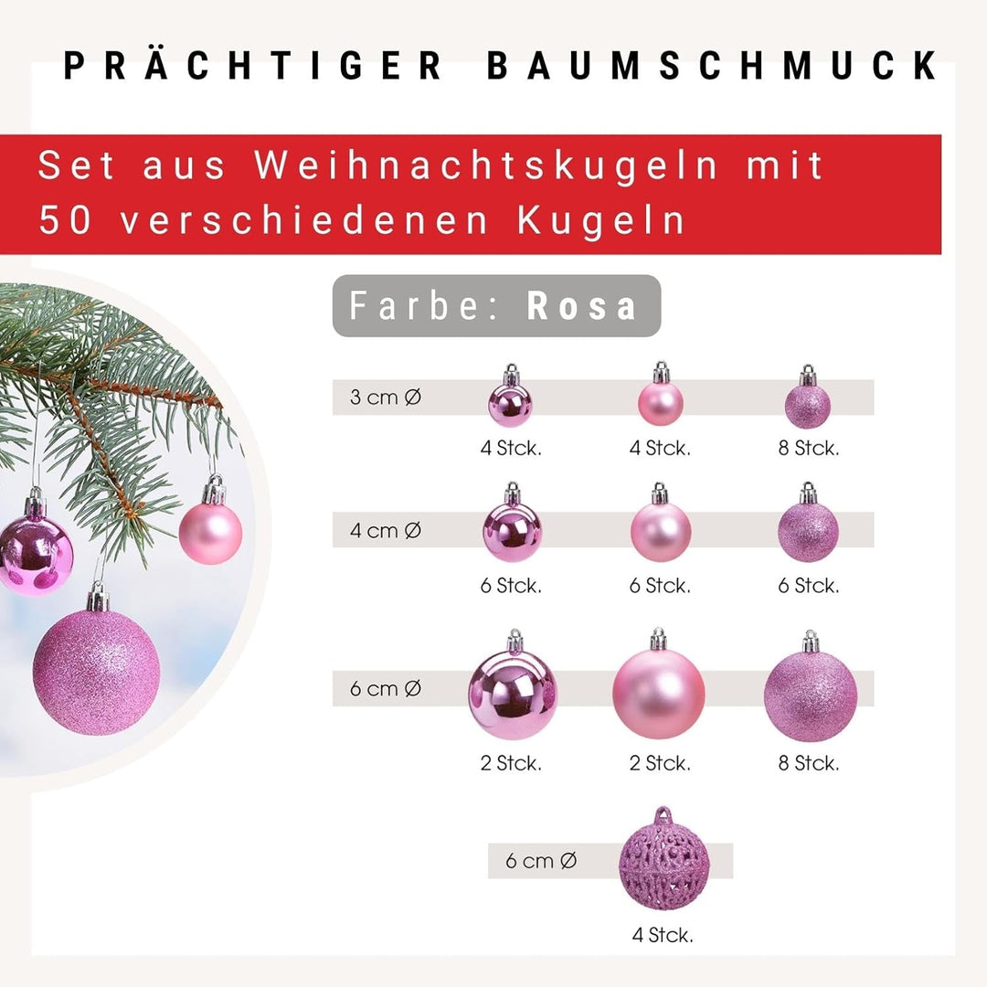 WOMA Weihnachtskugeln Set I 50 oder 100 Christbaum-Kugeln I Weihnachtskugeln Kunststoff I Weihnachts