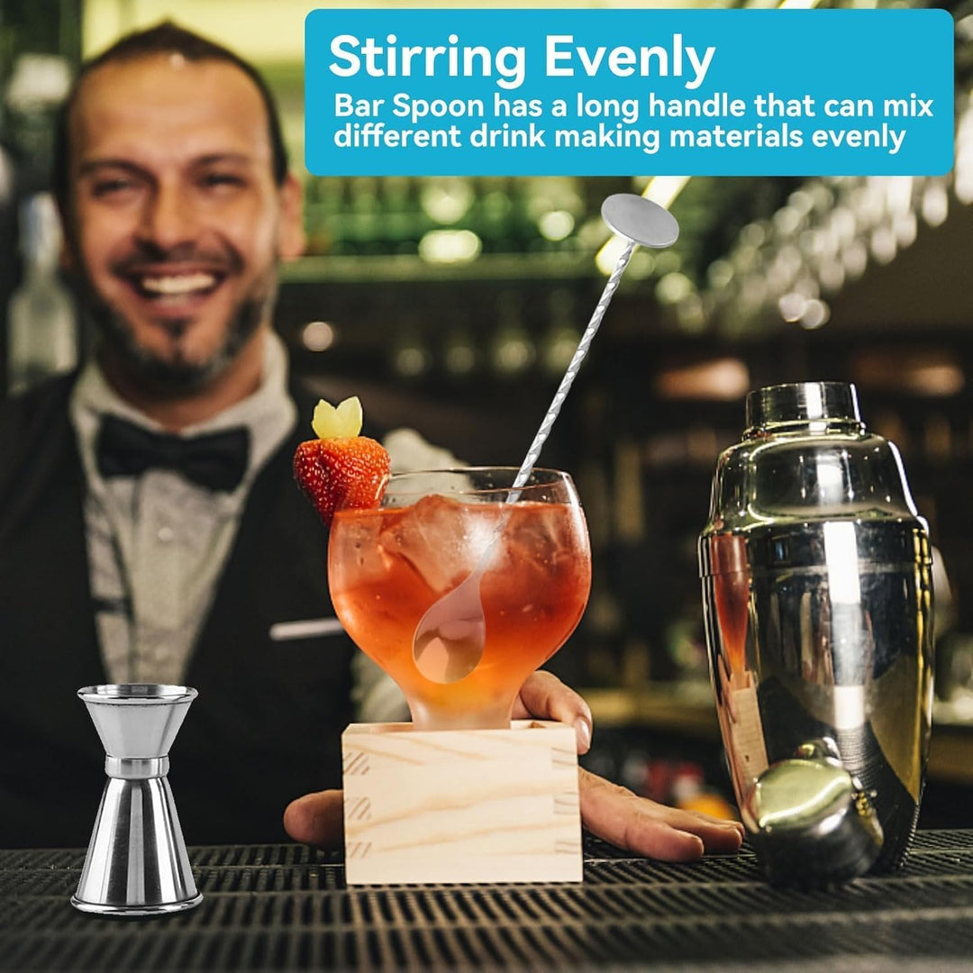 4Pcs Cocktail Stössel Aus Edelstahl Mit Stössel Rührlöffel, Edelstahl Cocktail Muddler Stampfer Moji