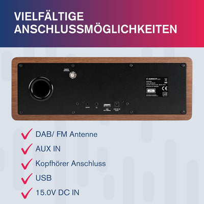 Albrecht DR 895 CD Kompaktanlage, DAB+/UKW/Internet/CD, 27896, Walnuss, mit 4" Farbdisplay, Stereo M