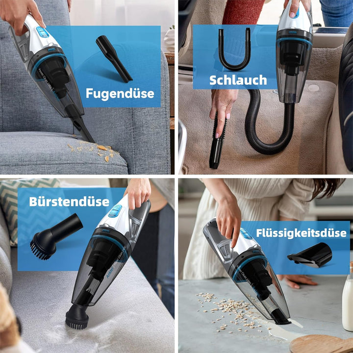 Anktel Handstaubsauger 9000Pa mit LED Beleuchtung Handstaubsauger Akku Kabellos Nass&Trocken Handsau