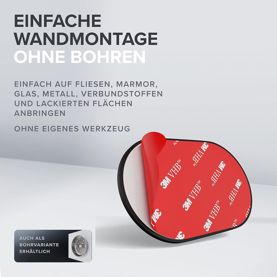 Haartrocknerhalter Kvitoya | Edelstahl | schwarz matt | mit Wandmontage ohne Bohren | mit Fönpolster
