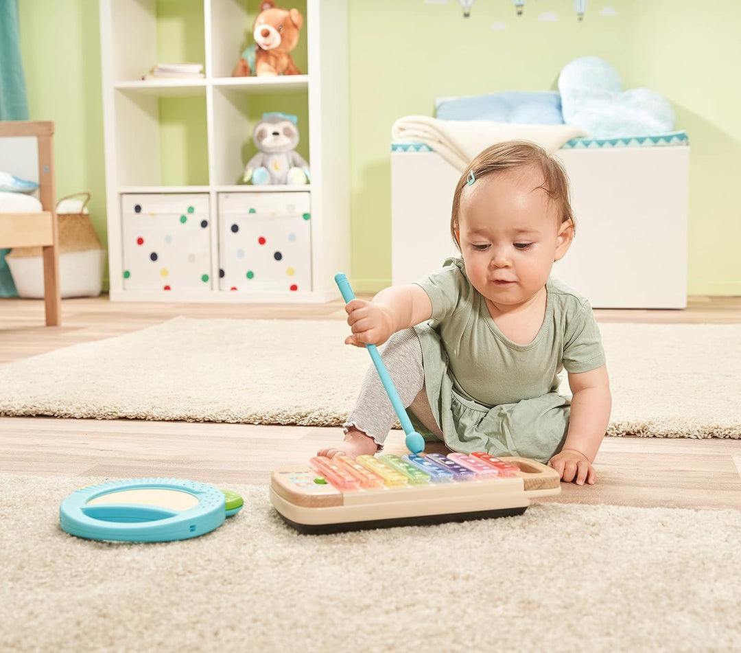 VTech Baby interaktives Holzxylophon mit Tamburin – leuchtendes Musikspielzeug aus 100 % FSC®-Holz –