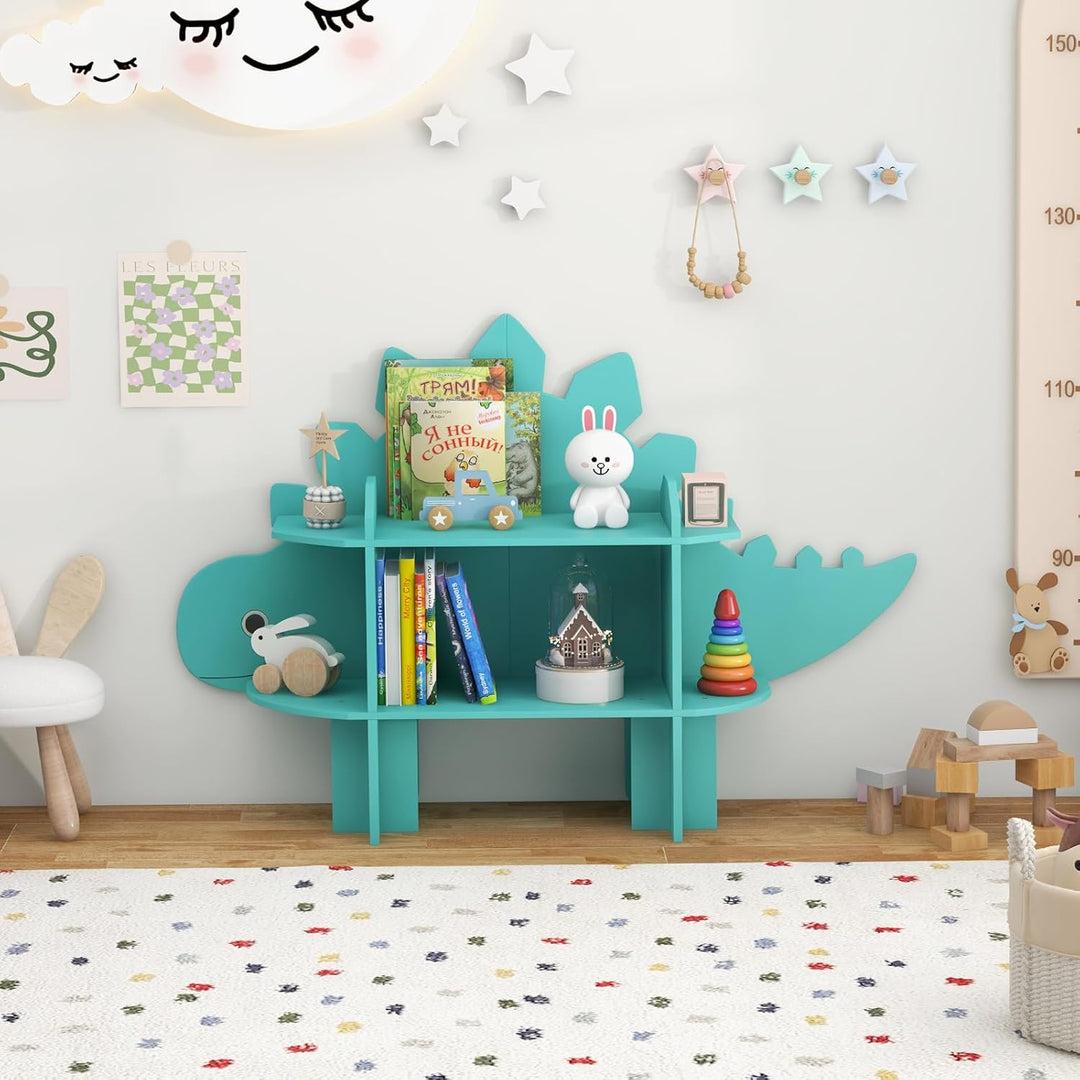 COSTWAY Kinderregal 2 Ebenen, Spielzeugregal Holz mit offenen Regalen, Niedliches Bücherregal Kinder