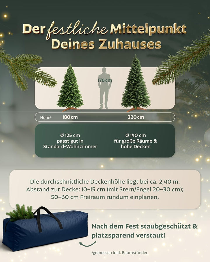 Håvn ® Premium Künstlicher Weihnachtsbaum 180cm | Naturgetreue Optik, Extra Dichte Zweige, Inklusive