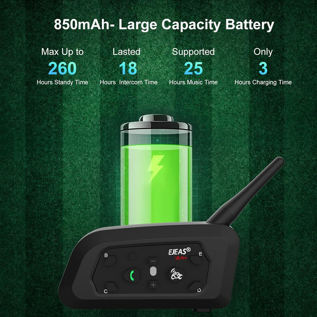EJEAS V6C Referee Bluetooth Intercom, 850mAh Full Duplex 1200M Wireless Bluetooth Interphone mit Ref