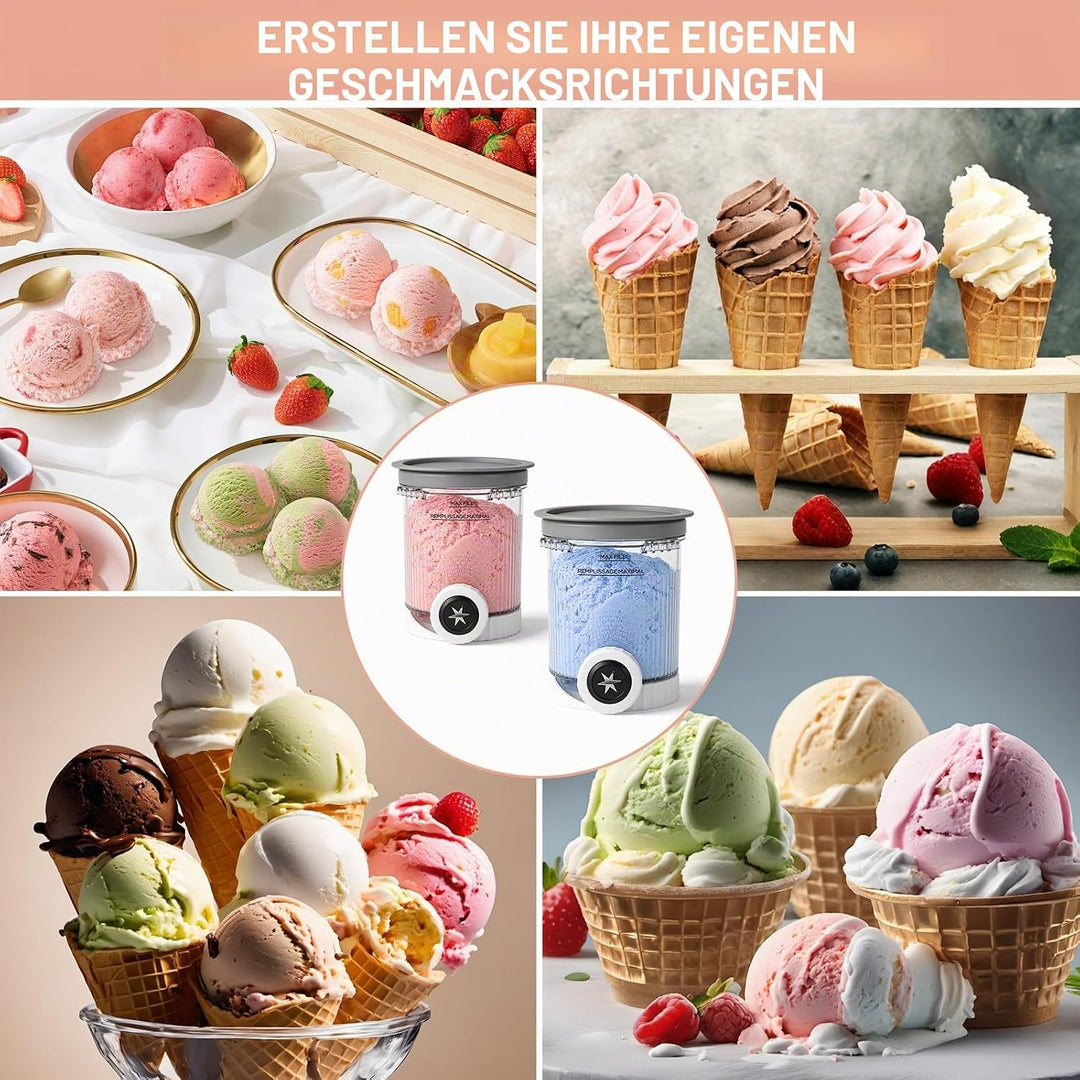 2 Stück Nin/ja Swirl Behälter 480 ml Grau, Kompatibel mit Nin/ja Creami Swirl NC700 & NC701, Ni/nja