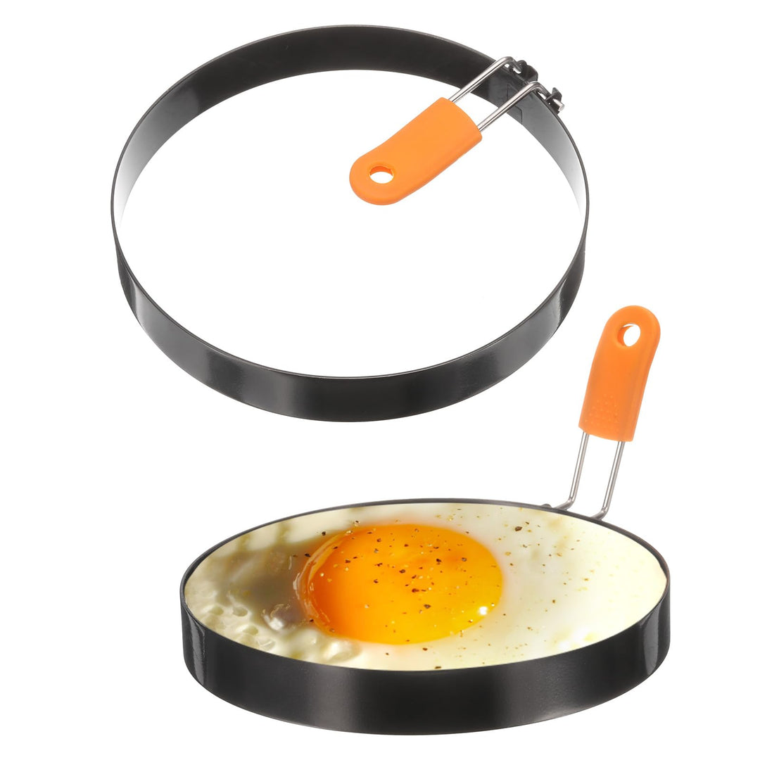 QUARKZMAN 2 Stück Runder Spiegeleiformen 15cm Form Pancakemit Silikon-Klappgrifffür Spiegeleier Sand