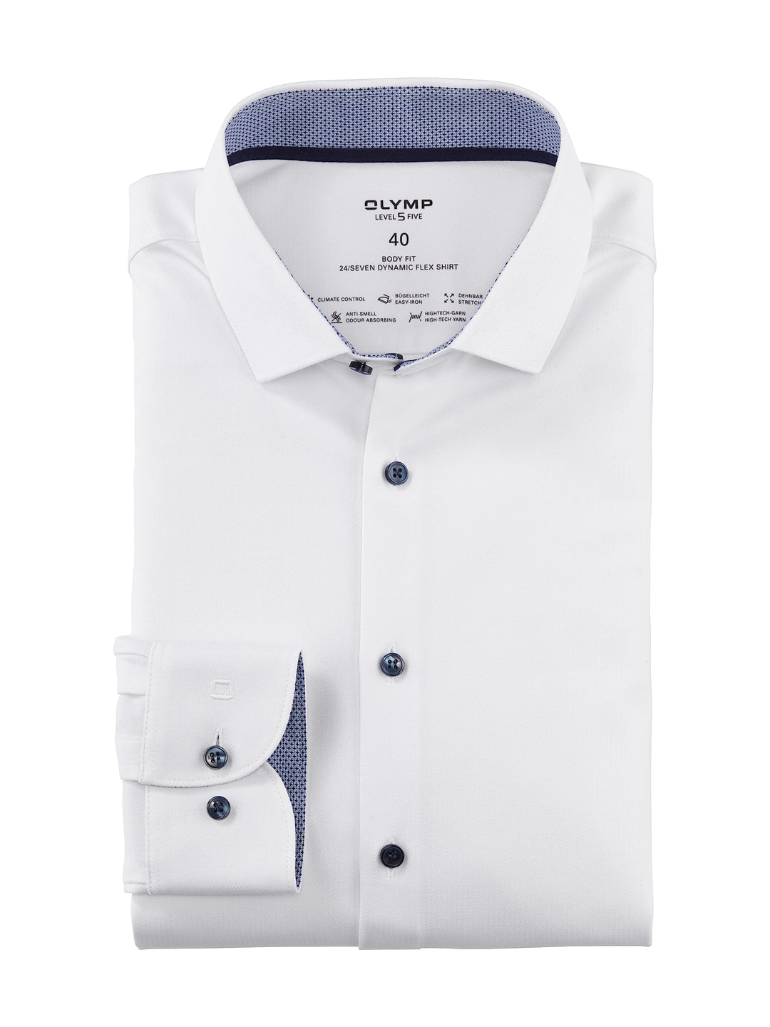 OLYMP Herren Businesshemd Langarm Level Five 24/Seven,Body fit,Modern Kent 37 Weiss 00, 38