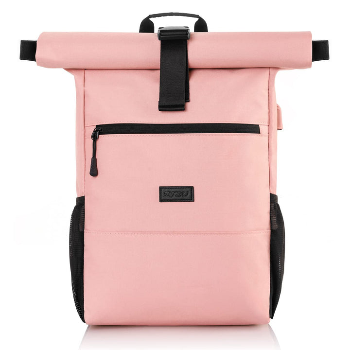 RJEU Rucksack Damen,Schulrucksack Mädchen Teenager,Rolltop Rucksack Frauen mit 12-17 Zoll Laptopfach