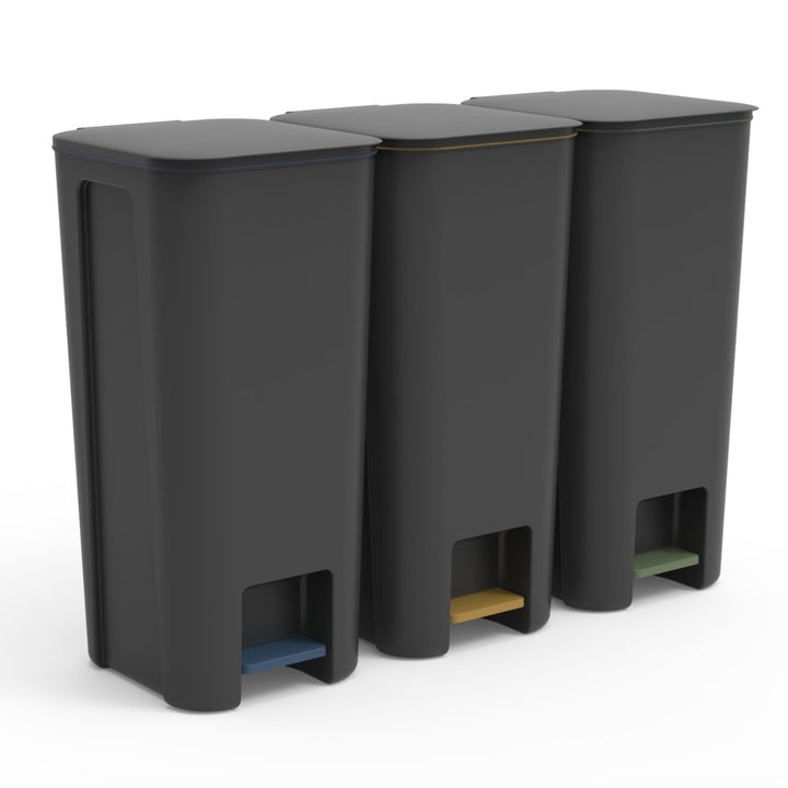 Go Practic Mülleimer Küche Mülltrennsystem 3x 40 L Mit Softclose Deckel Pedal Rollen Abfalleimer Mül